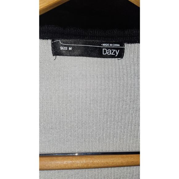 Dazy Women's White Cardigan With Black Trim and Decorative Buttons - Picture 2 of 3